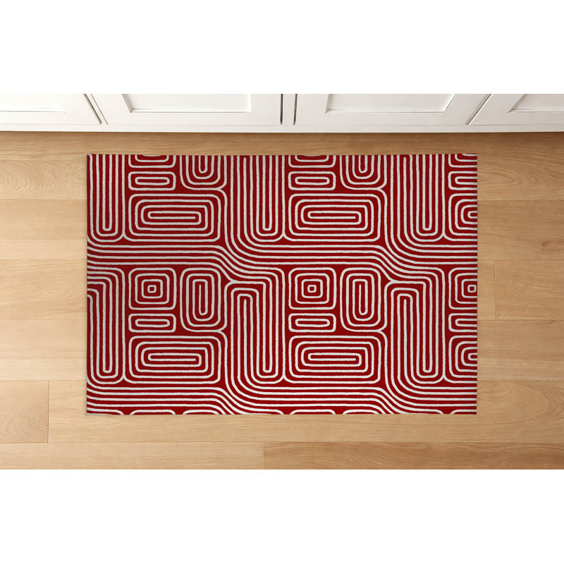 Tapis de cuisine à profil bas Timeless Walk, Rectangulaire 3 pi x 5 pi, Rouge canneberge