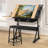 Craft and Drawing Table Workstation with Stool, Drafting Table with Slide-Out Tabletop and Drawers