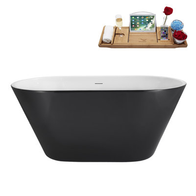 Baignoire autoportante 54 po avec drain interne Streamline