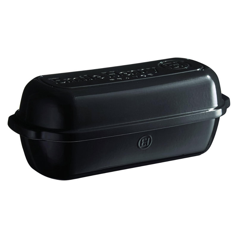 Emile Henry 15" Rectangular Italian Bread Loaf Baker, Dishwasher Safe, Charcoal, Charcoal