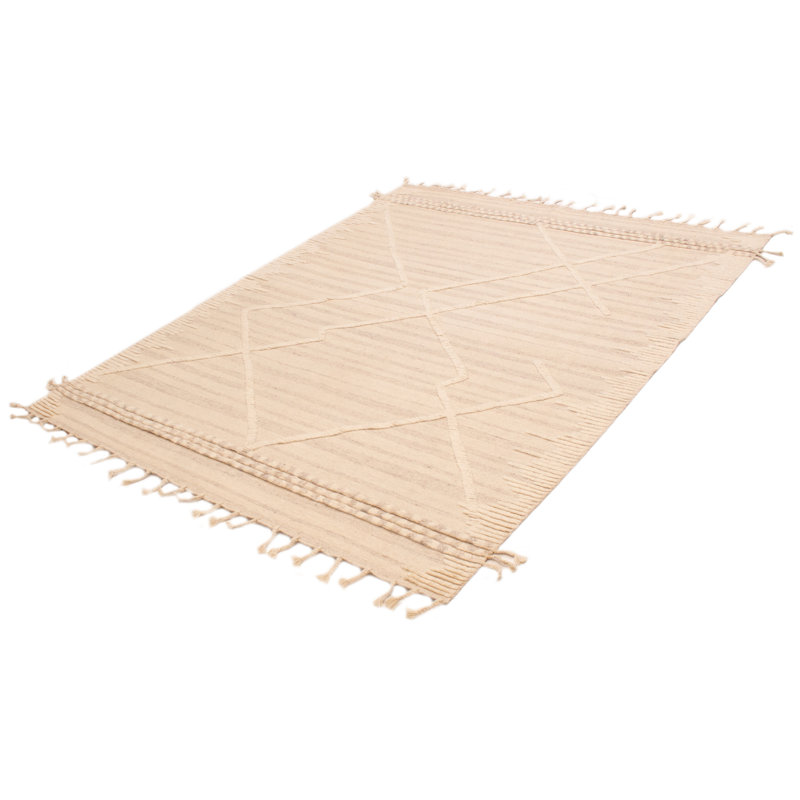 Tapis en laine crème noué à la main 7 pi 11 po x 10 pi 0 po Tanger