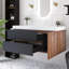 Ensemble de meuble-lavabo mural simple 48 po brun avec plateau intégré blanc
