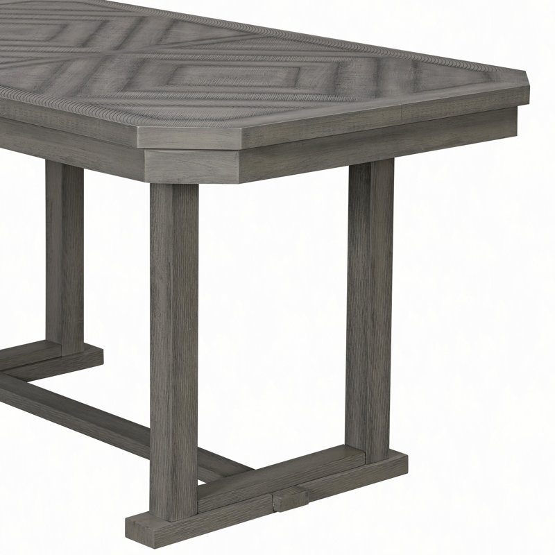 Ensemble de table de salle à manger en bois d'hévéa 6 pièces avec placage en bois massif et coussin moelleux (brosse métallique)