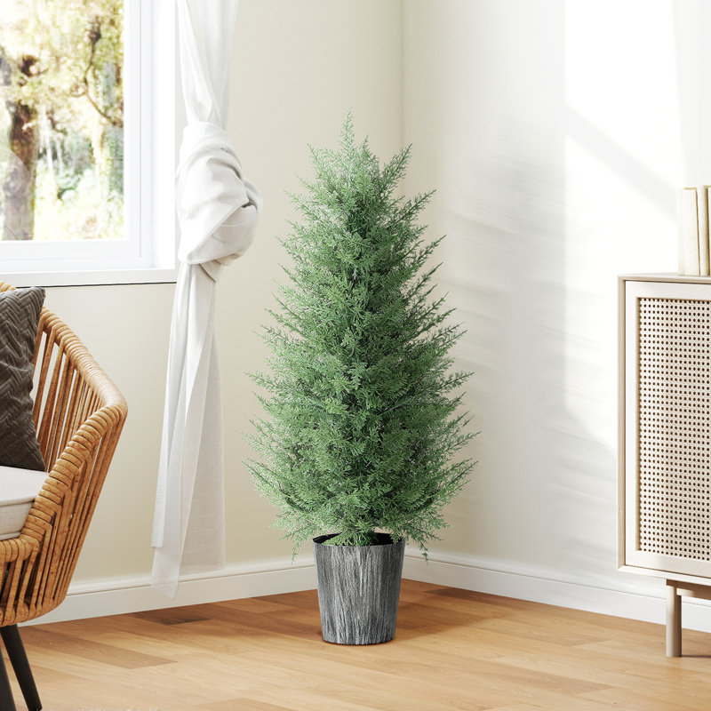 Faux Cypress Tree in Pot, 90cm H x 15cm W x 15cm D