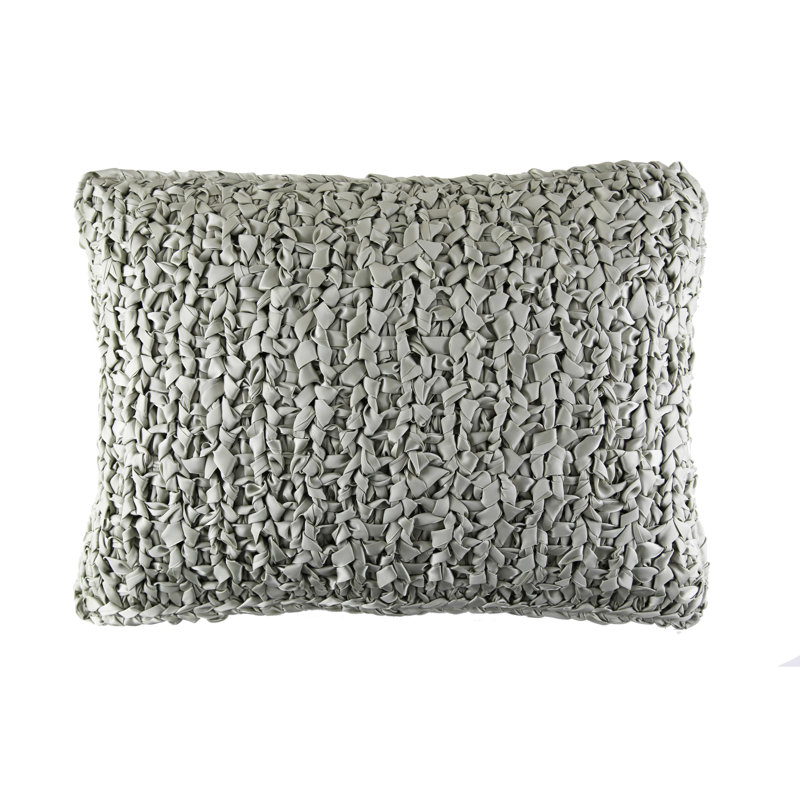 Ribbon Knit Reversible Throw Pillow, Silver