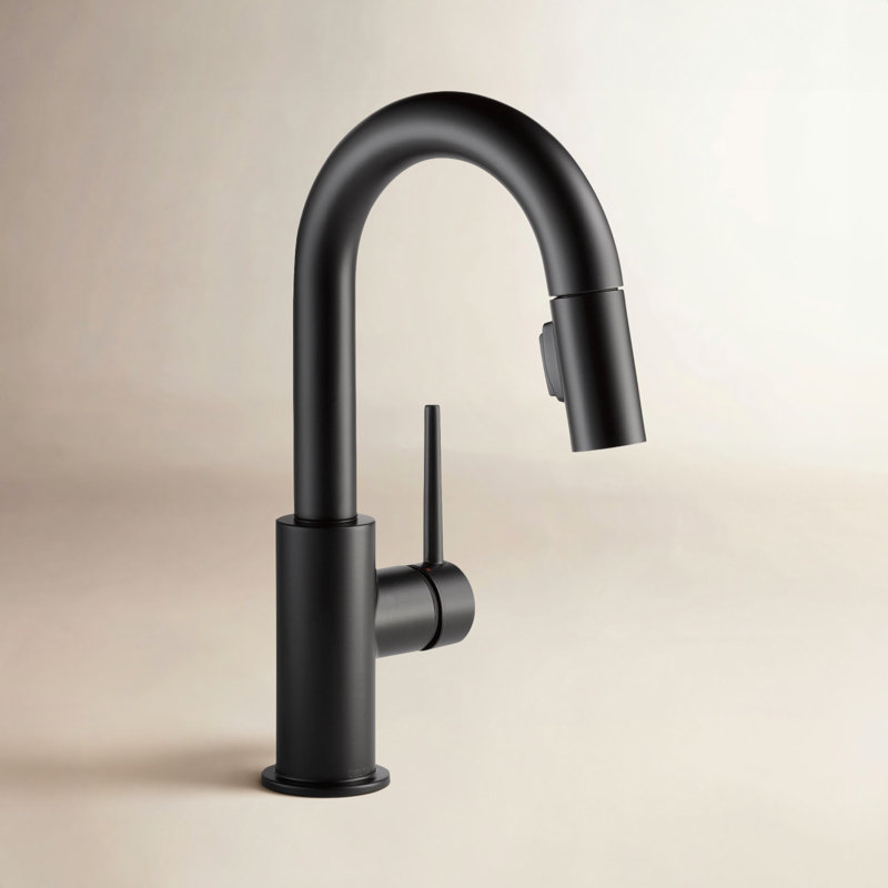 Trinsic Pull Down Sprayer Bar Faucet, Single Handle Prep Sink Faucet, Matte Black