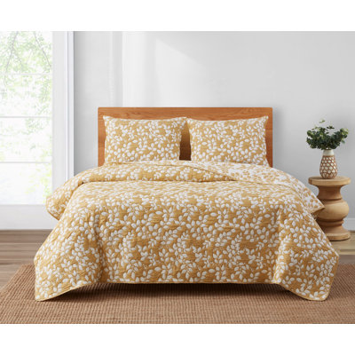 Ensemble de courtepointe réversible en mélange de coton tissé doux toutes saisons Cedar Court