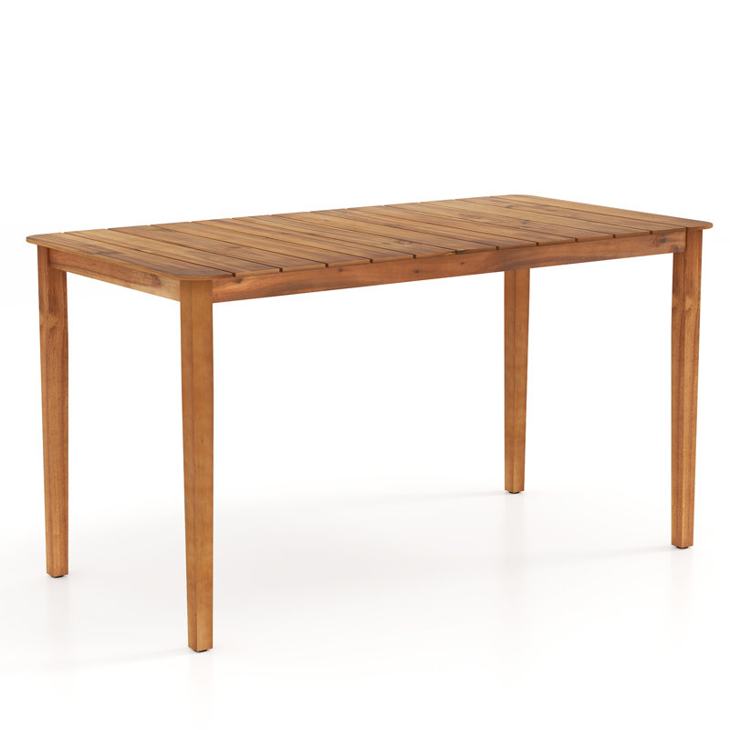 Table bistro rectangulaire pour l'extérieur en bois d'acacia pour 4 à 6 personnes