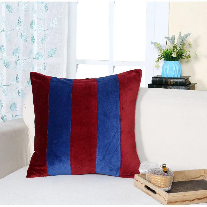 Striped Velvet Throw Pillow, Burgundy