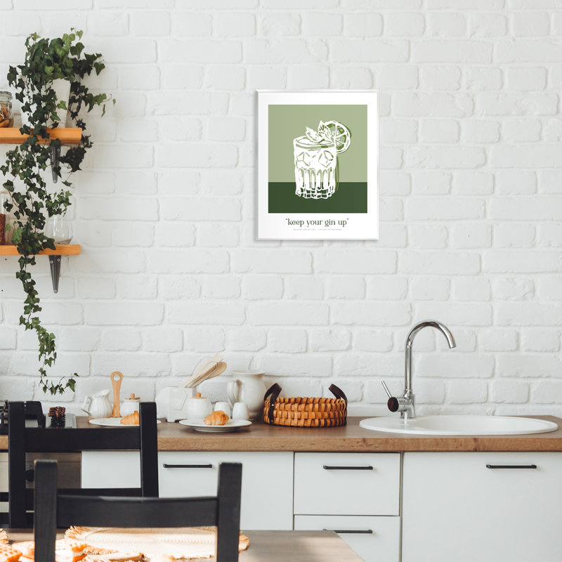 Plaque murale verte «Keep your gin up», par Lettred and Lined