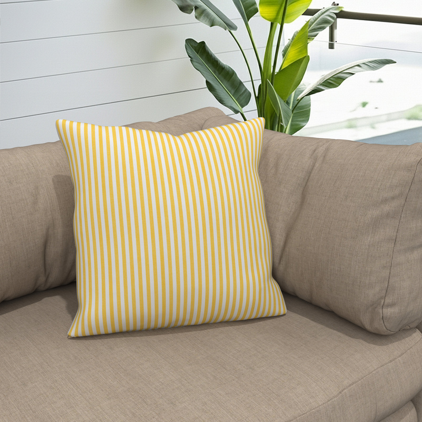 Kacy Sunbrella® Throw Pillow, Sail Away Sunflower, 24 x 24 x 3