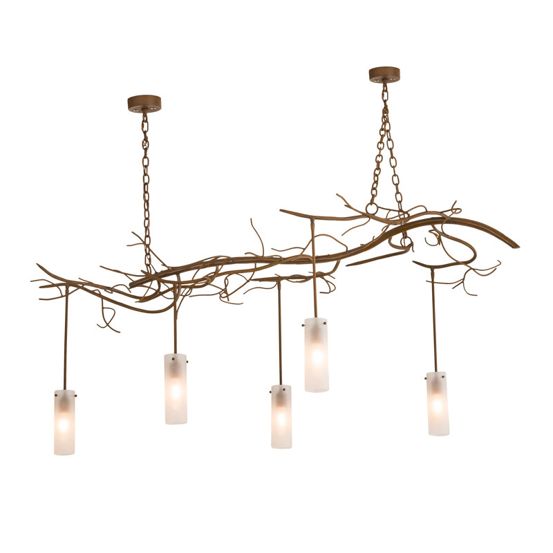 Rustic Lodge 5 - Light Dimmable Modern Linear Chandelier