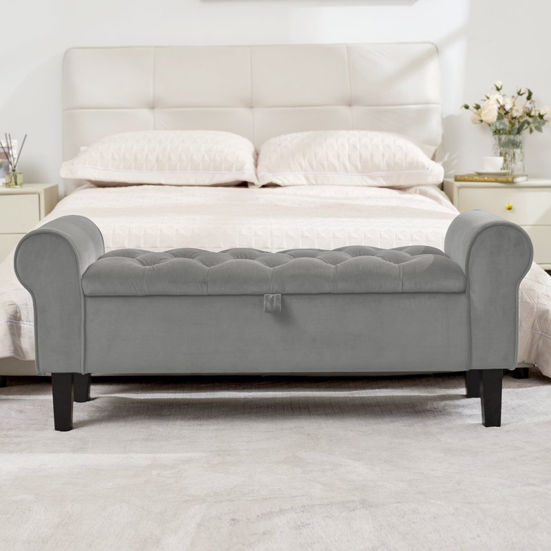 Banc de rangement rembourré Jillia, Gris