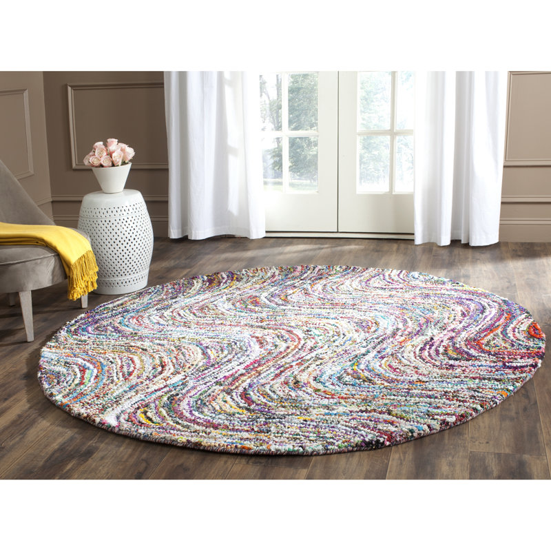 Anaheim Hand Tufted Cotton Abstract Rug, Round 6'