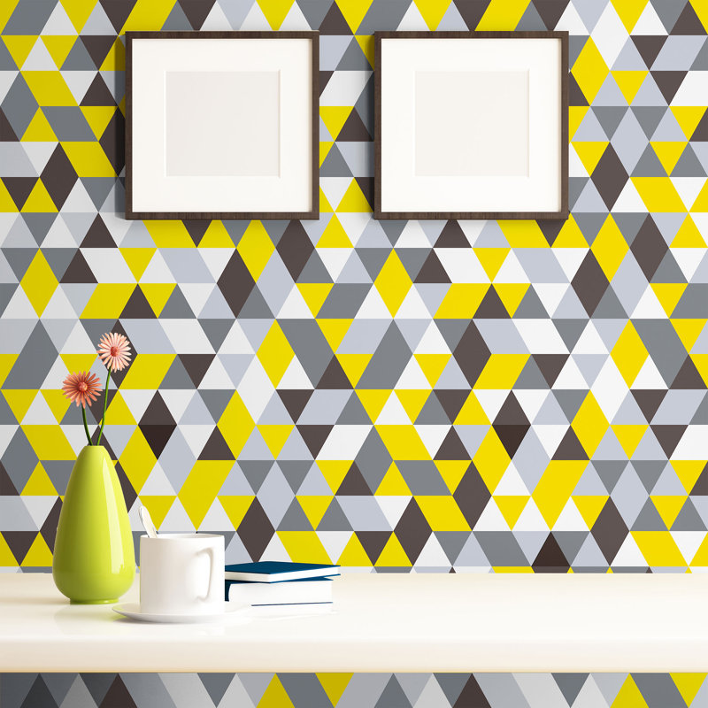 Panneau de papier peint adhésif amovible triangles Pihu, L 126 po x l 24 po