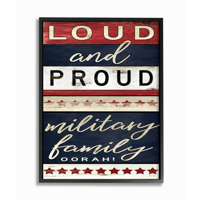 «Americana Sign Military Family» par Cindy Jacobs - impression d'art textuel, H 20 po x l 16 po x 1,5 po