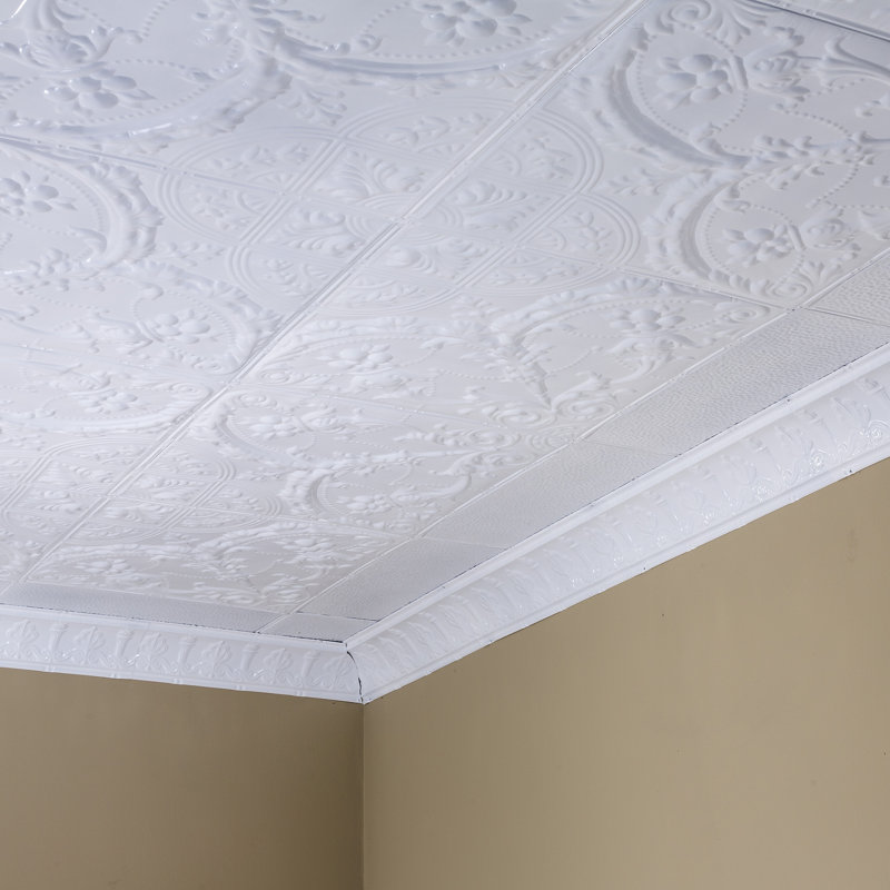 Carreau de plafond clouté Great Lakes Tin Saginaw (paquet de 5), Blanc brillant