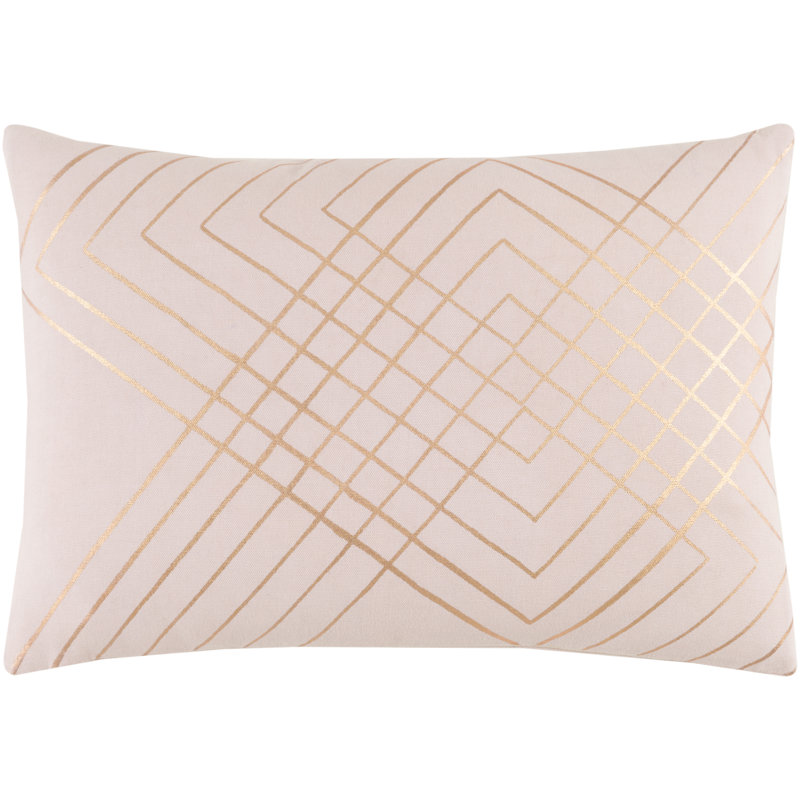Crescent Geometric Cotton Throw Pillow, Peach, Down Blend