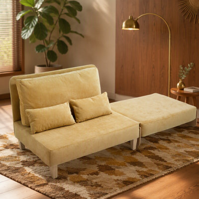 Fauteuil inclinable pliable, canapé-lit convertible 3-en-1, décor Mid-Century moderne, convient aux petits espaces, avec trois coussins, peut être placé dans la chambre d'étude de la chambre