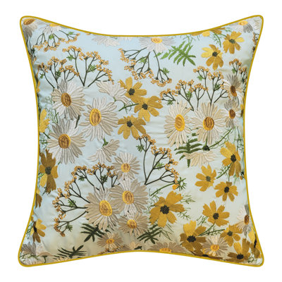 Embroidered Outdoor Reversible Throw Pillow