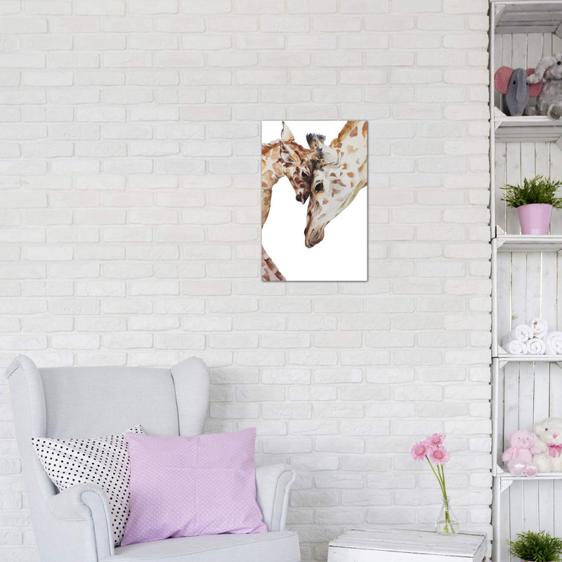 Girafe, H 26 po x l 18 po x 1,5 po, Toile classique avec cadre brun