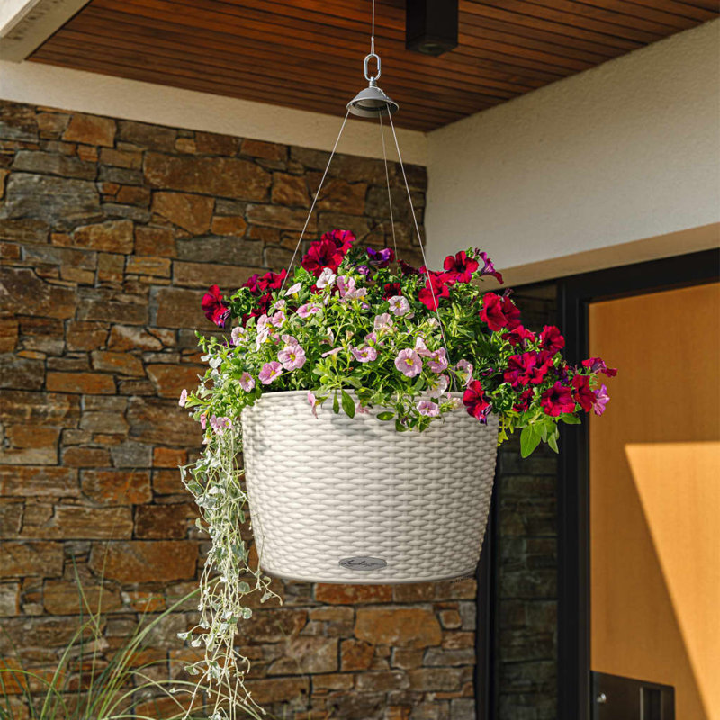 Hanging Planter, White, 23cm H x 35cm W x 35cm D