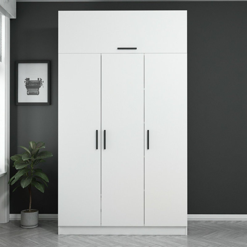 Armoire blanche moderne avec de nombreuses tablettes Wesa, 53,1 po x 92,5 po x 20,5 po | 100% panneau de particules enduit de mélamine, épaisseur: 0,7 pouce | Solution de rangement élégante et fonctionnelle pour toute chambre à coucher ou garde-robe, conception élégante