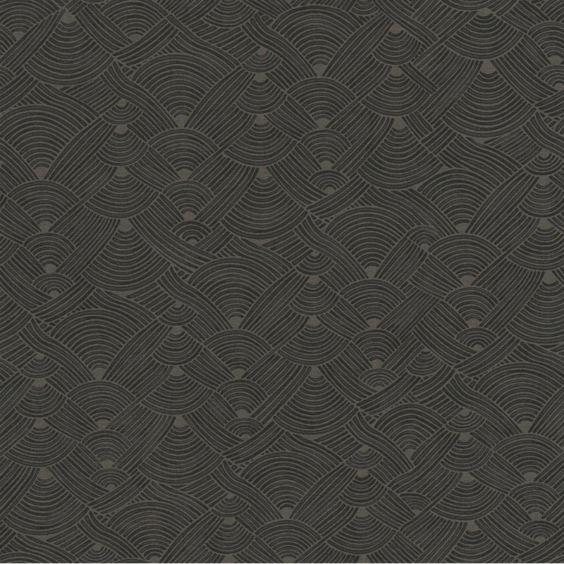 Ashmoore Geo Swirl Motif 10.05m x 53cm Textured Matte Wallpaper Roll, Brown/Black
