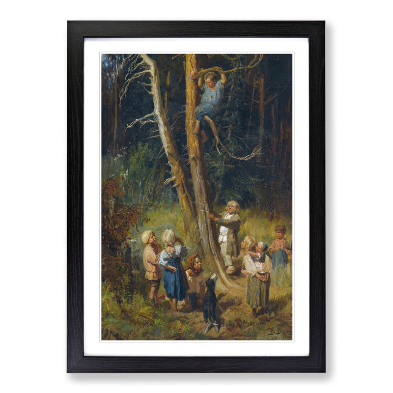 Children in a Forest by Viktor Vasnetsov - Picture Frame Painting, 36cm H x 27cm W x 2cm D, Black Framed