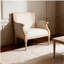 Fauteuil d'appoint français à structure traditionnelle en bois et tissu d'ameublement à finition patinée, simple