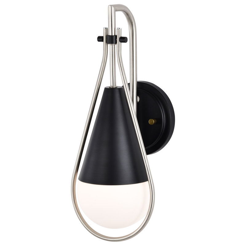 Clem Dimmable Bath Sconce, Matte Black/Brushed Nickel 