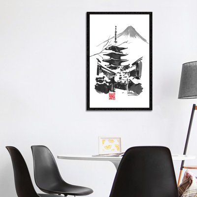 Fuji San And Temple by Péchane - Print on Canvas