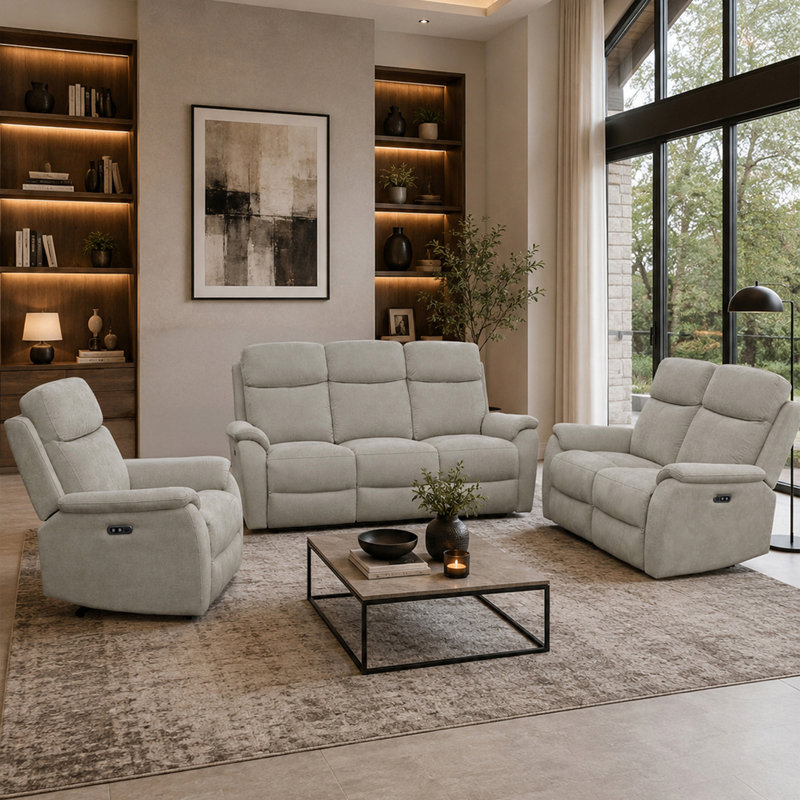 Richmond 3 + 2 + 1 Power Recliner Sofa Suite, Grey