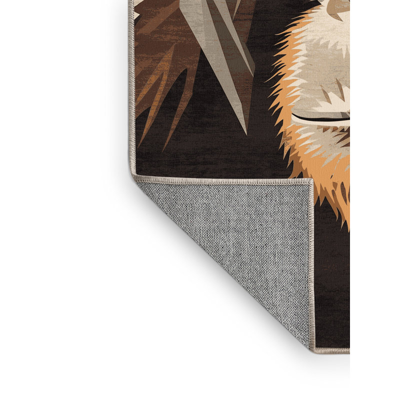 Machine Washable Pavli Orangutan Modern Geometric Rug in Brown – Beige Binding, 2x5