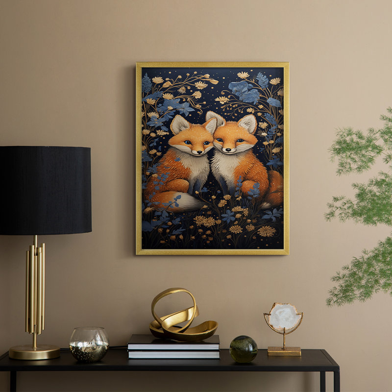 ANIMALS Series CDLxxxi - reproduction encadrée de qualité supérieure - prête à être accrochée - aucun clou requis, Doré