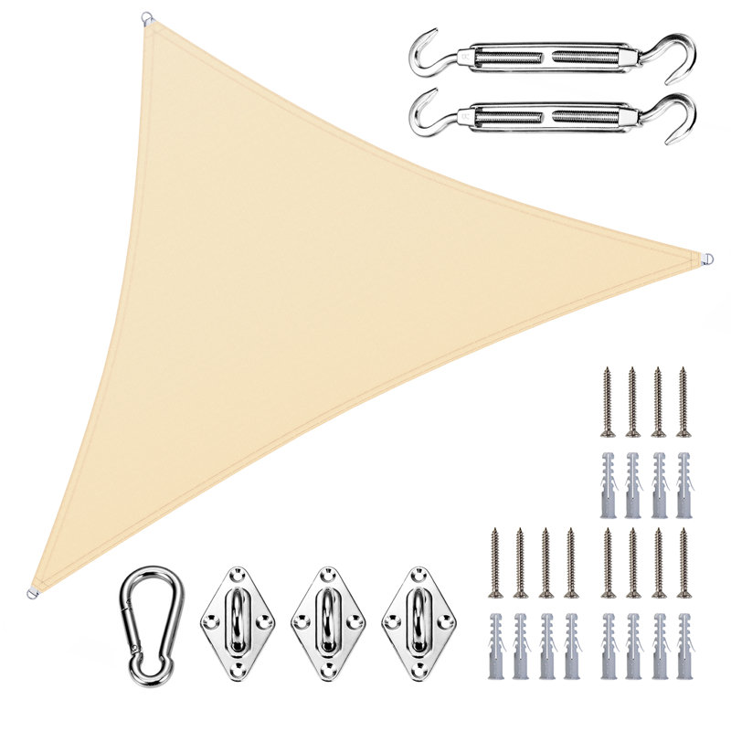 Royal Shade Waterproof Triangle Shade Sail With Hardware Kit, Beige, 16' x 16'