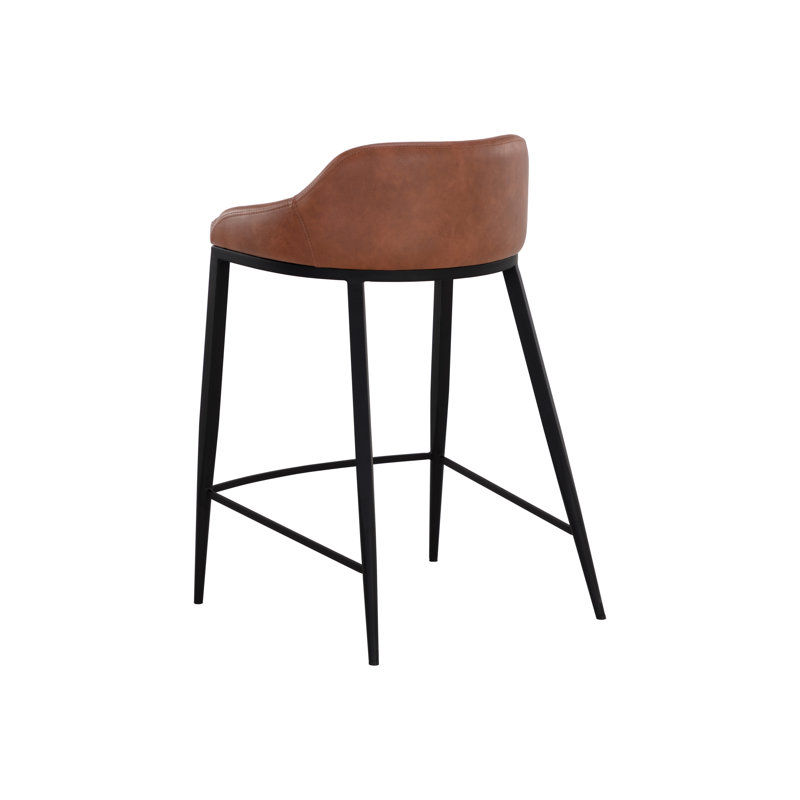 ASTRA Upholstered Stool with Metal Frame, Brown, Counter Stool (26.25" Seat Height)
