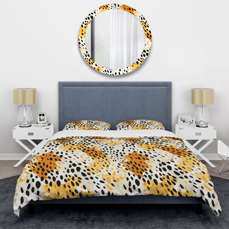 Ensemble de housse de couette jaune et noir à imprimé guépard sauvage III, Housse de couette pour grand lit et 2 taies décor