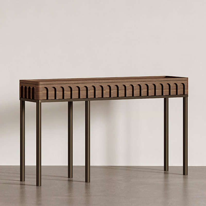 Console en acier inoxydable de style médiéval, H 31,8 po x l 47,2 po x P 13,7 po