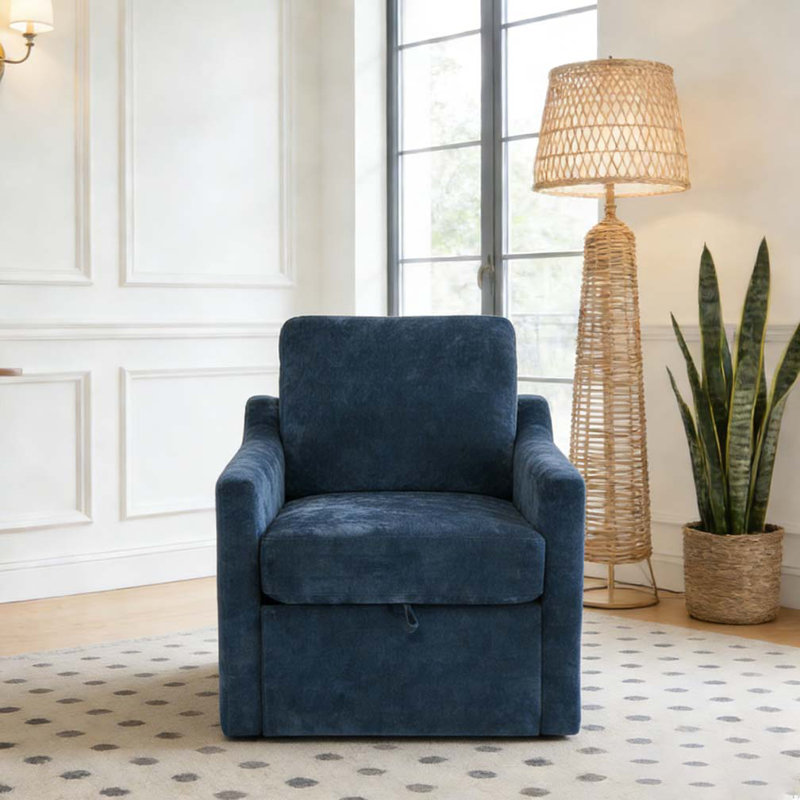 Fauteuil pivotant avec tissu chenille doux, Marine