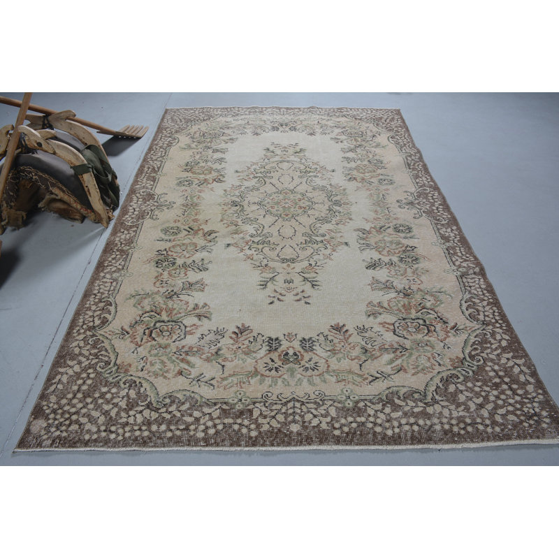 Tapis brun, grands tapis Oushak, tapis Oushak, tapis rétro, tapis turcs, tapis géométriques