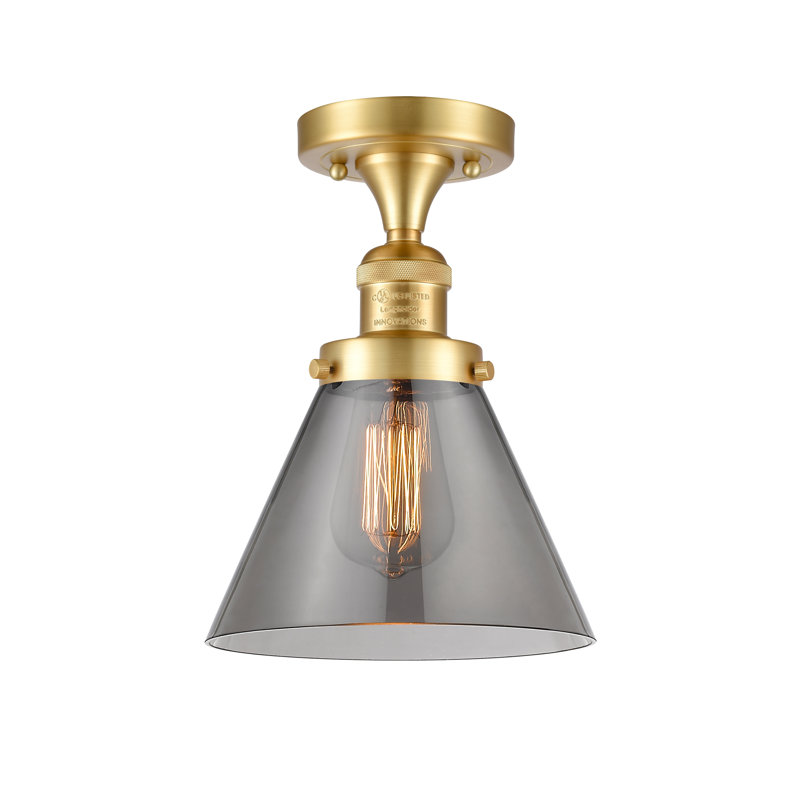 Plafonnier semi-encastré 1 lumière Cone, Fumé, Or satiné