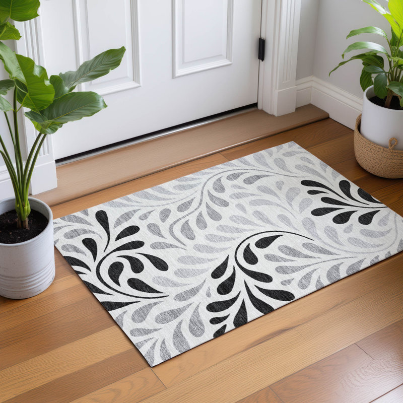 Machine Washable Indoor/Outdoor Chantille ACN2411 Botanical Rug, Rectangle 1'8" x 2'6"