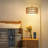Modern Gold Metal Fabric Shade Arc with Side Table Floor Lamp