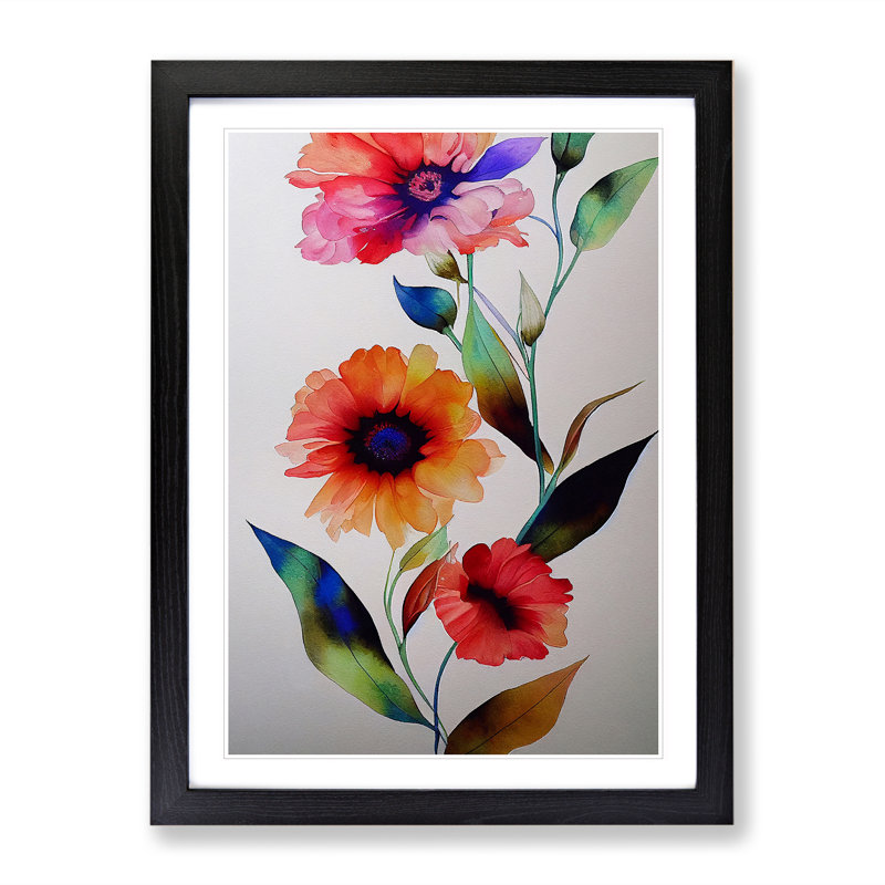 Pretty Flowers No.4 - Single Picture Frame Painting, 64cm H x 46cm W x 2cm D, Black Framed