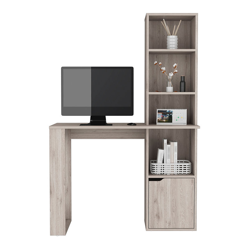 Bureau d'écriture avec bibliothèque et armoire, Gris