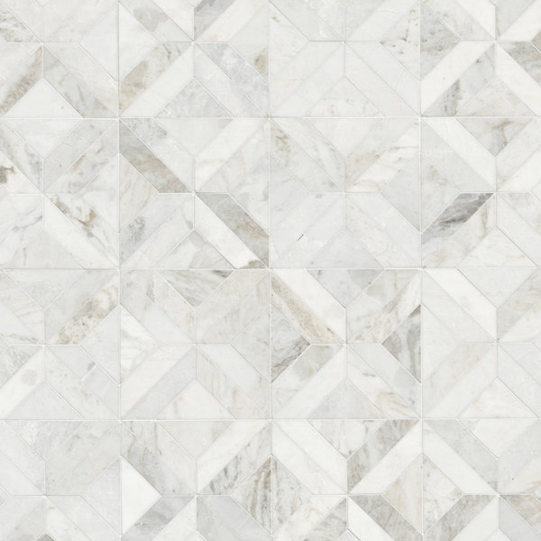 Ackland Arabescato Venato Castella de Blanc Elyx 12 in. x 12 in. Honed Marble Mosaic Floor and Wall Tile
