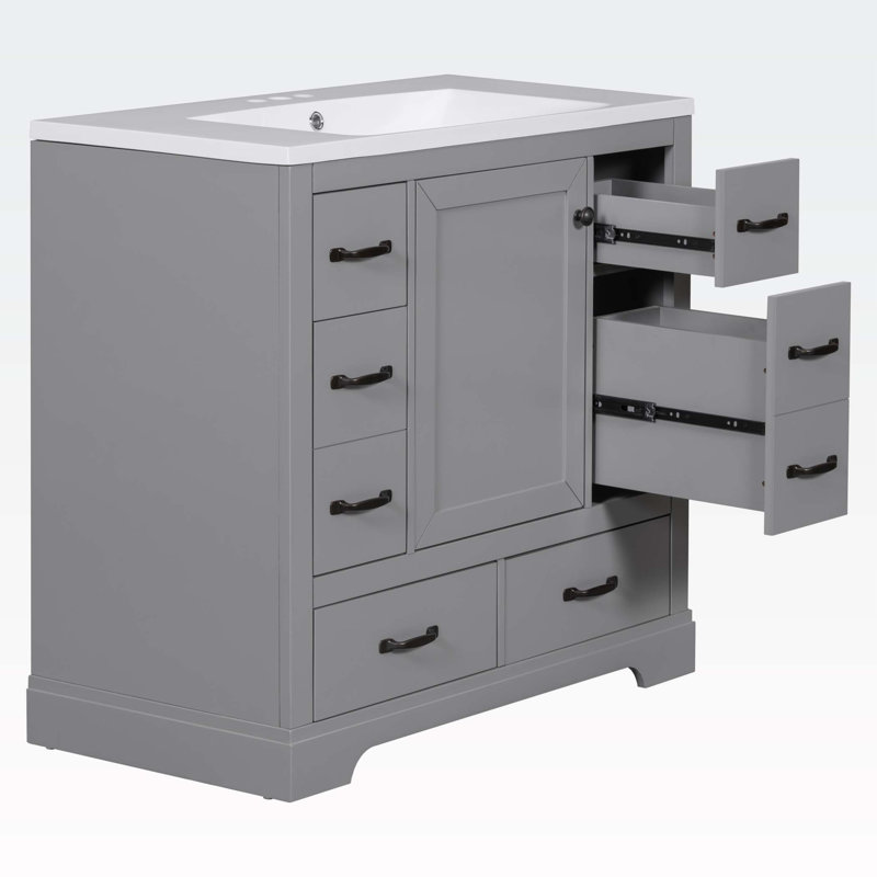 Ensemble de meuble-lavabo simple 36 po Konor, Gris