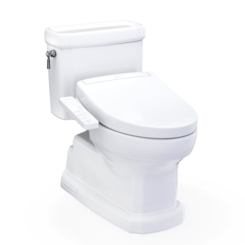 TOTO® WASHLET®+ Eco Guinevere® Elongated 1.28 GPF Universal Height Toilet with S2 Bidet Seat, Cotton White - MW9743346CEFG#01