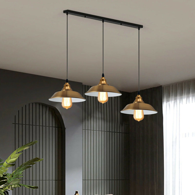 Olivia 3 - Light Silver Kitchen Island Pendant, Yellow Brass